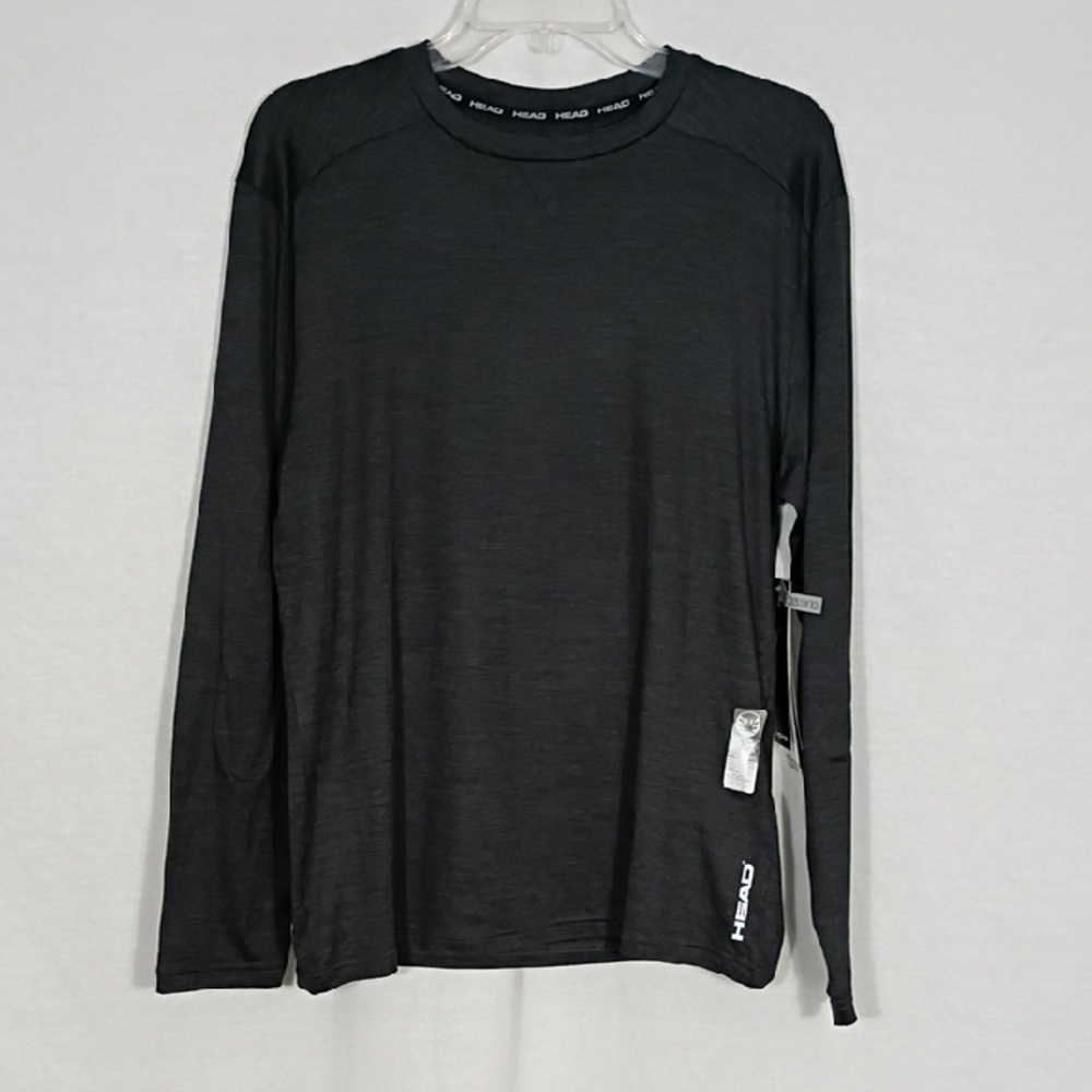 NWT Head Black Heather Guard Long Sleeve Crew Neck Top Mens Sz Small Reflective